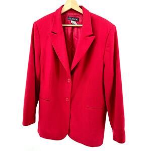 Vintage 90s J.G. Hook Red Tailored 100% Wool Blazer Jacket